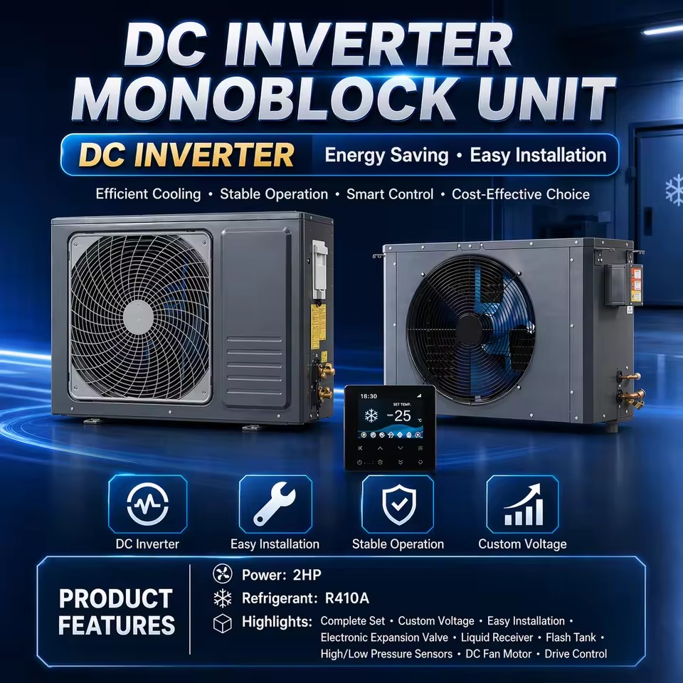 Commercial R410A DC Inverter Copeland Compressor Automatic Energy Saving Cold Room Refrigeration Unit 5HP Monoblock System