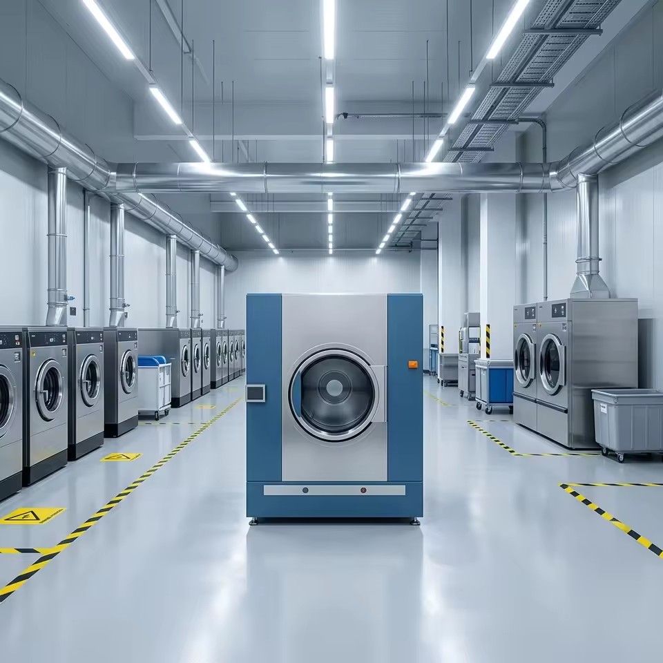 Industrial Tumble Heat Pump Clothes Dryer, Laoding 50~160kg,Electric Only No Steam Boiler Required Plug & Play Dryer Machine
