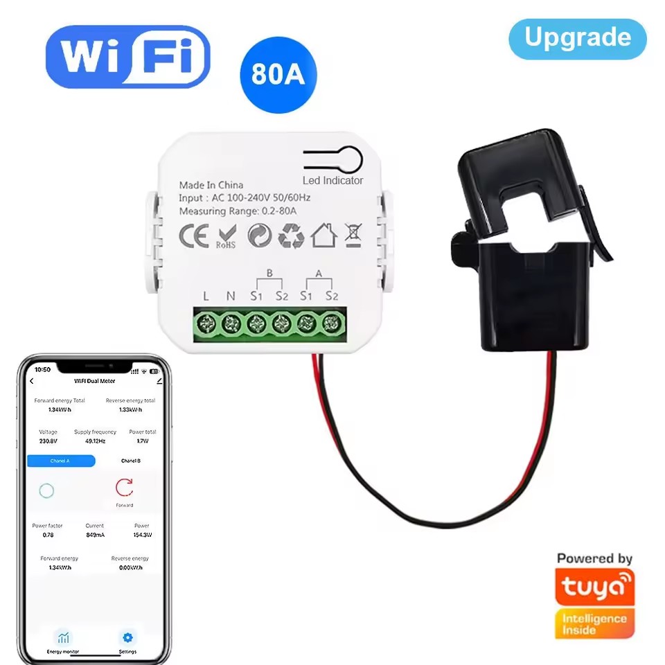 Real-Time Electricity Usage Monitor 1 Channel Electricity Statistics Monitoring Device for Home Voice Control