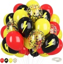 Red Black Yellow Balloons,12inch Balloons Lightning Printed Party Confetti Balloons for Boy Girls Cartoon Themed Party Birthday