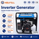 Factory Direct 4.5kW 224cc 4-Stroke Portable Inverter Generator 230V Electric Start for Home Construction Outdoor Power Supply