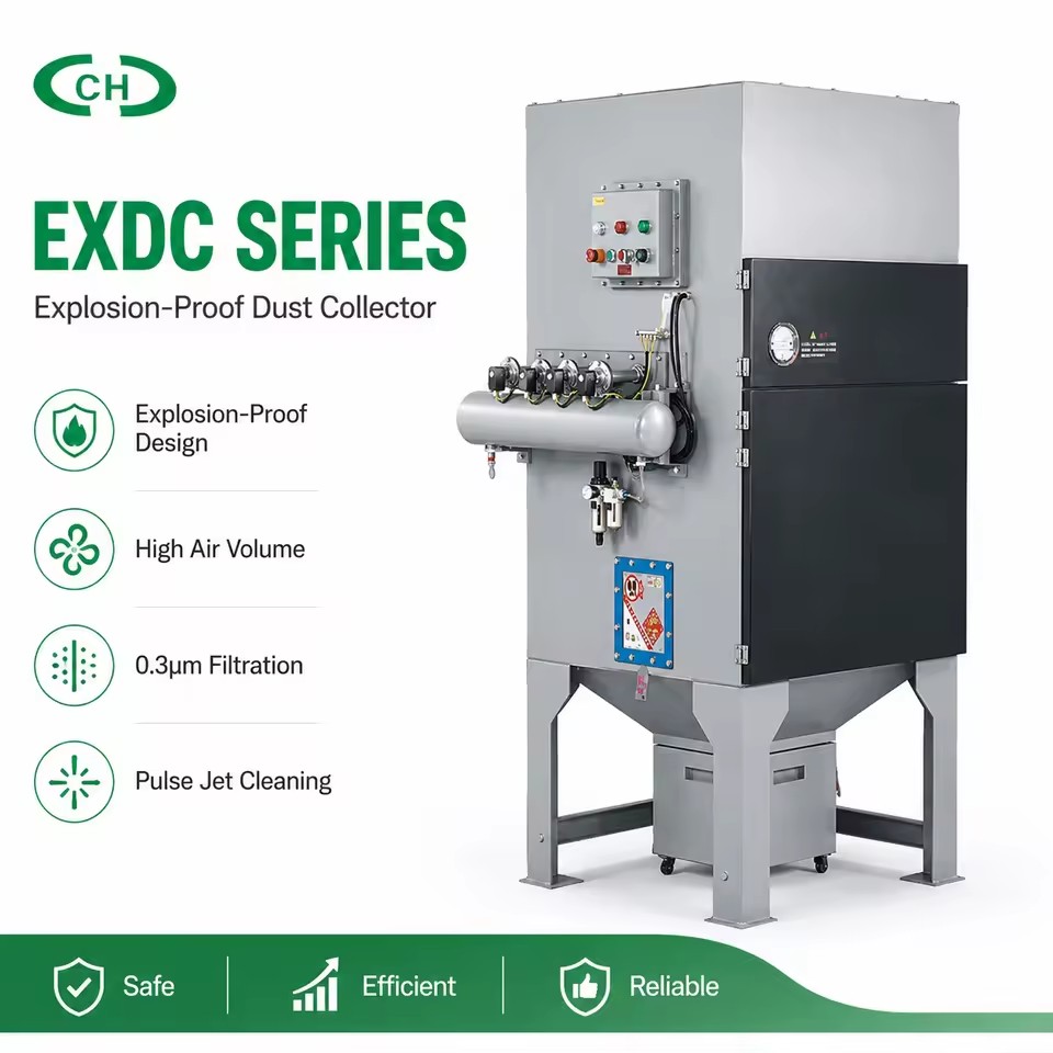 High Air Volume Explosion Proof Dust Collector Industrial Combustible Dust Extraction System