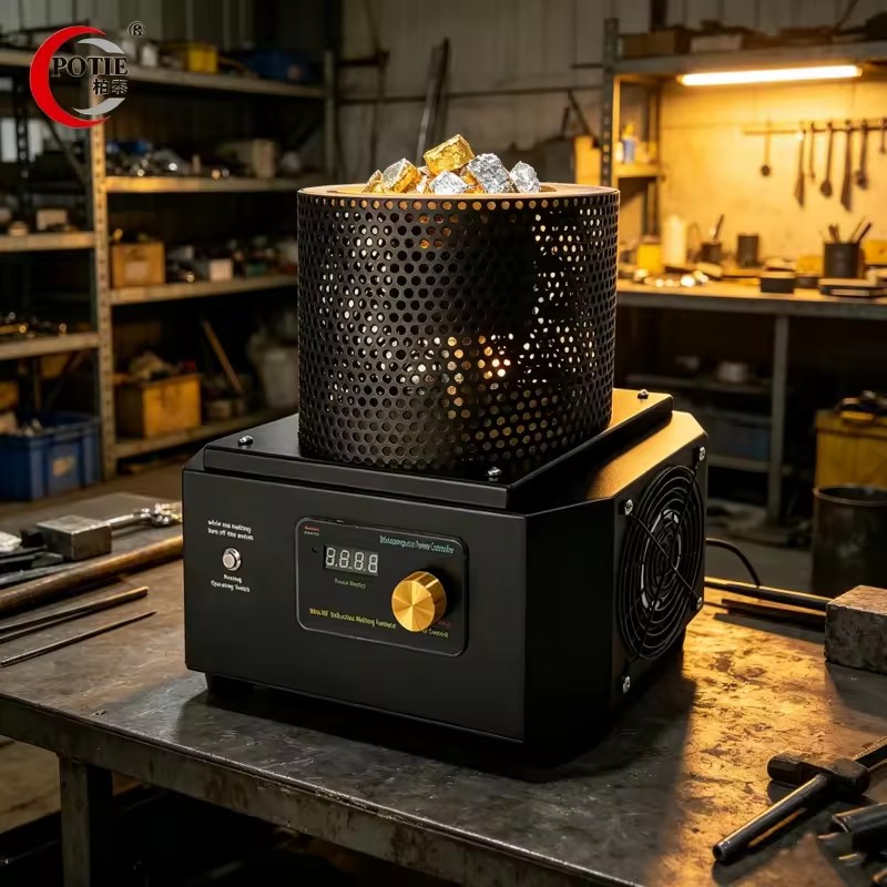 Mini Benchtop Induction Crucible Furnace 110V 1KG Gold Silver Aluminum Iron Steel Small Electric Induction Furnace