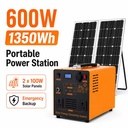 600W Pure Sine Wave Power Bank 1350wh LiFePO4 Power Station MPPT Solar Panel Input DC5521 USB-C PD Fast Charge Outdoor Supply