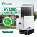 Sunpal Residential Off-grid Energy Systems 6-30KW Complete Roof Mounting Hybrid MPPT Monocrystalline Silicon Lithium Ion System