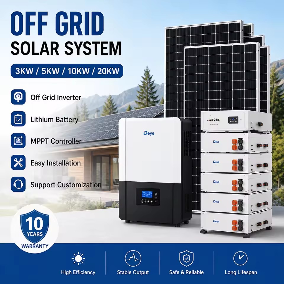Residential Off Grid Solar System 3kW 5kW 10kW 20kW Complete Solar Energy System with Battery and Inverter