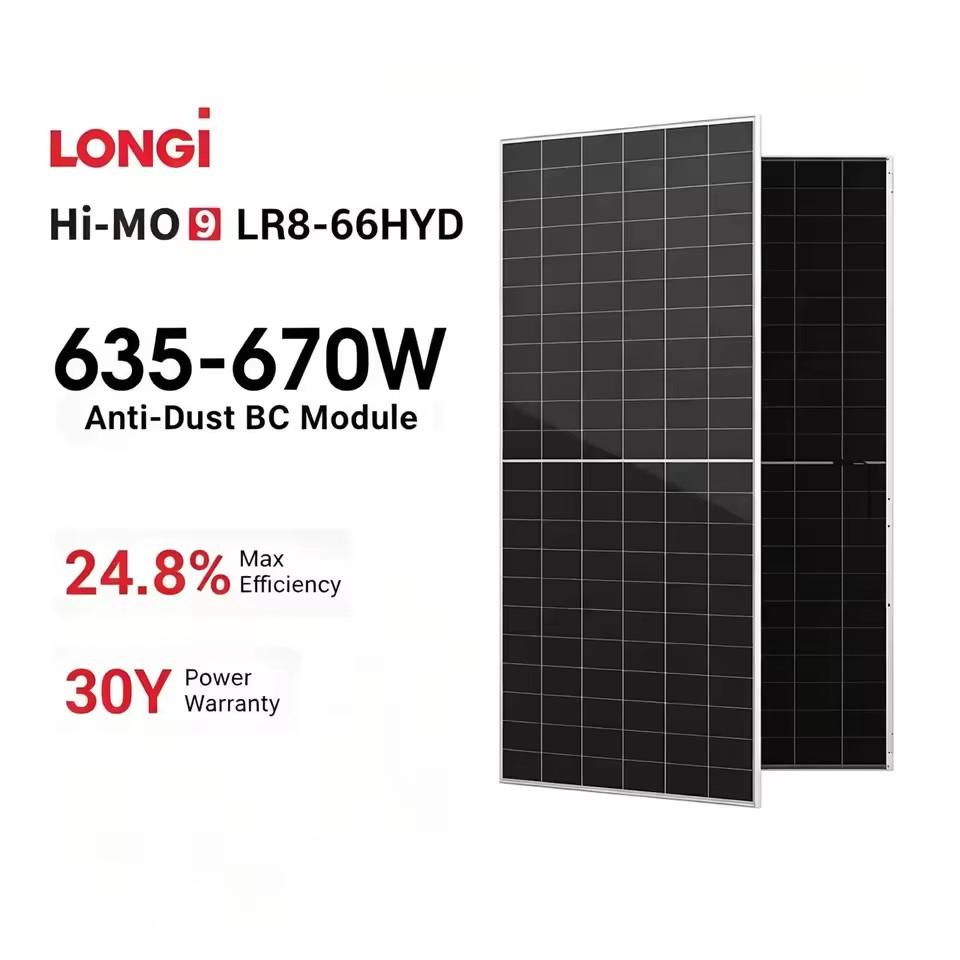 Longi HI-MO9 LR8-66HYD Bifacial Double Glass 635W 640W 645W 650W 655W 660W 665W 670M N-Type Solar Panels for Solar Power System