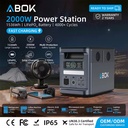 ABOK Duty Free 2000W LiFePO4 Portable Power Station 1536Wh Solar Generator 1200W MPPT PD 100W QC3.0 for Home Outdoor Camping