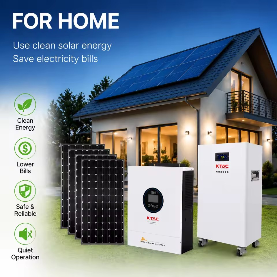 off Grid Solar Power System 12kw Hybrid Inverter with 18KWh Lithium Battery with Solar Panels Complete Home Solar Power System