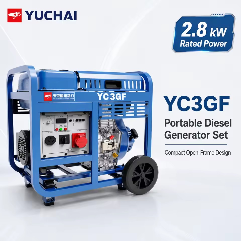 SCDC YC3GF Portable Diesel Generator 3kW Open Frame Single Phase Backup Generator Set Consumption Industrial Emergency Power
