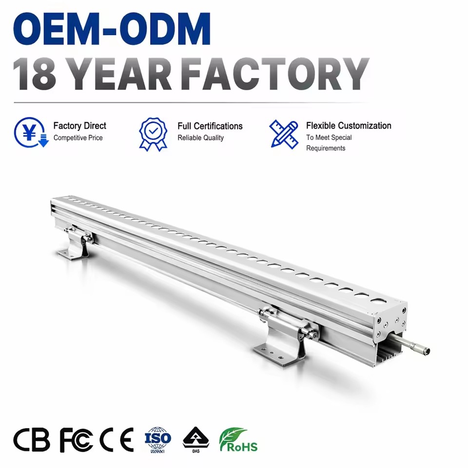 18W 36W 48W 72W Outdoor RGB LED Wall Spotlight Aluminum Linear Washer Light with IP66 DMX512 5-Year Warranty Ra80 Building