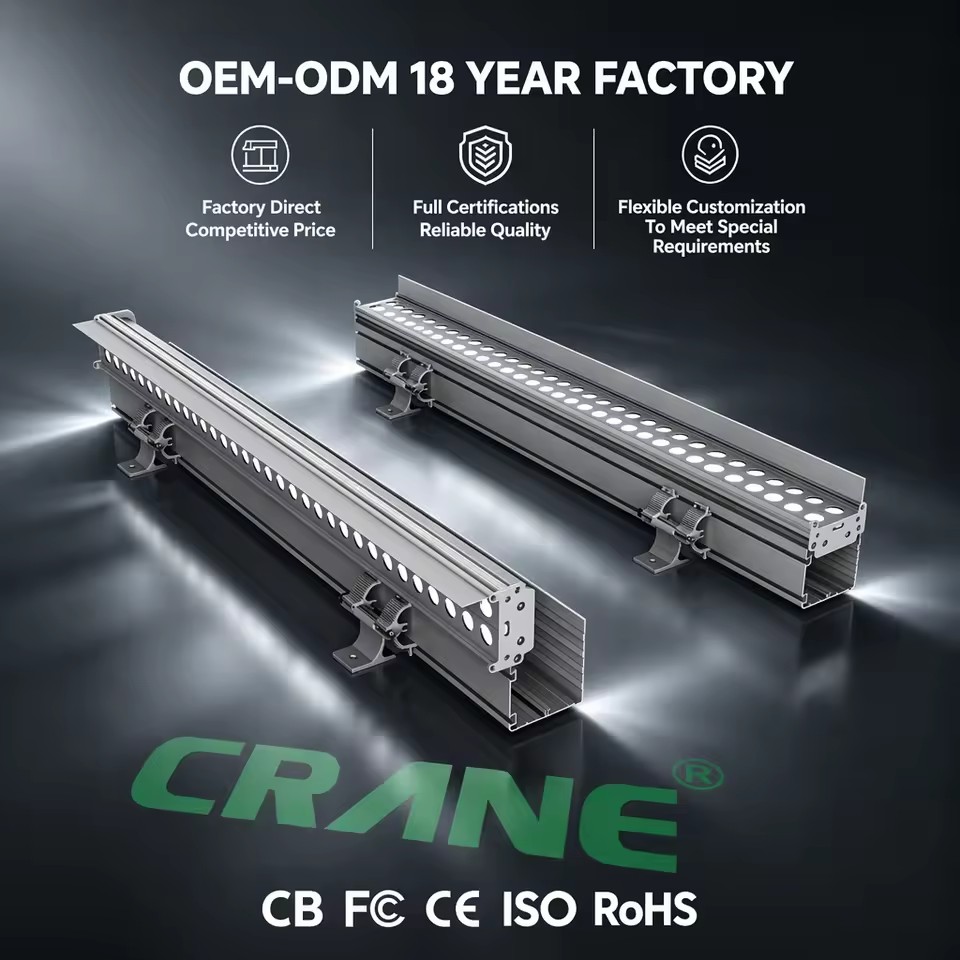 72W RGBW Linear Wall Washer IP65 Rated Aluminum LED with CRI95 7200LM Dimmable for Building & Landscape Lighting DC24V