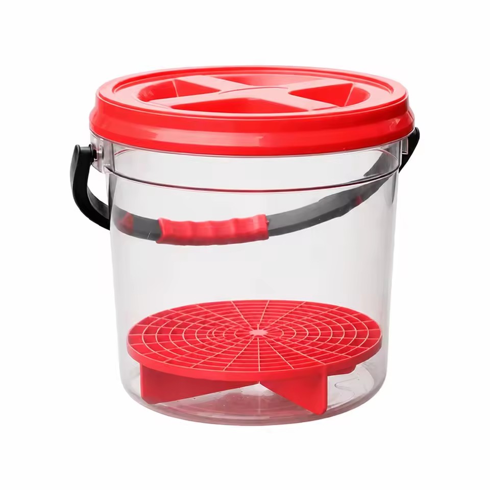 Custom Logo Transparent Clear Bucket Auto Detailing Car Wash Bucket With Sealed Lid and Grit Guard
