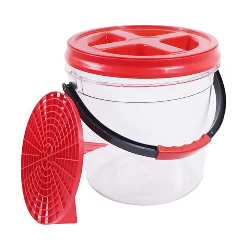 Custom Logo 18L Heavy Duty Handle Ultra Clear Detailing Bucket with Lid Transparent Car Wash Bucket