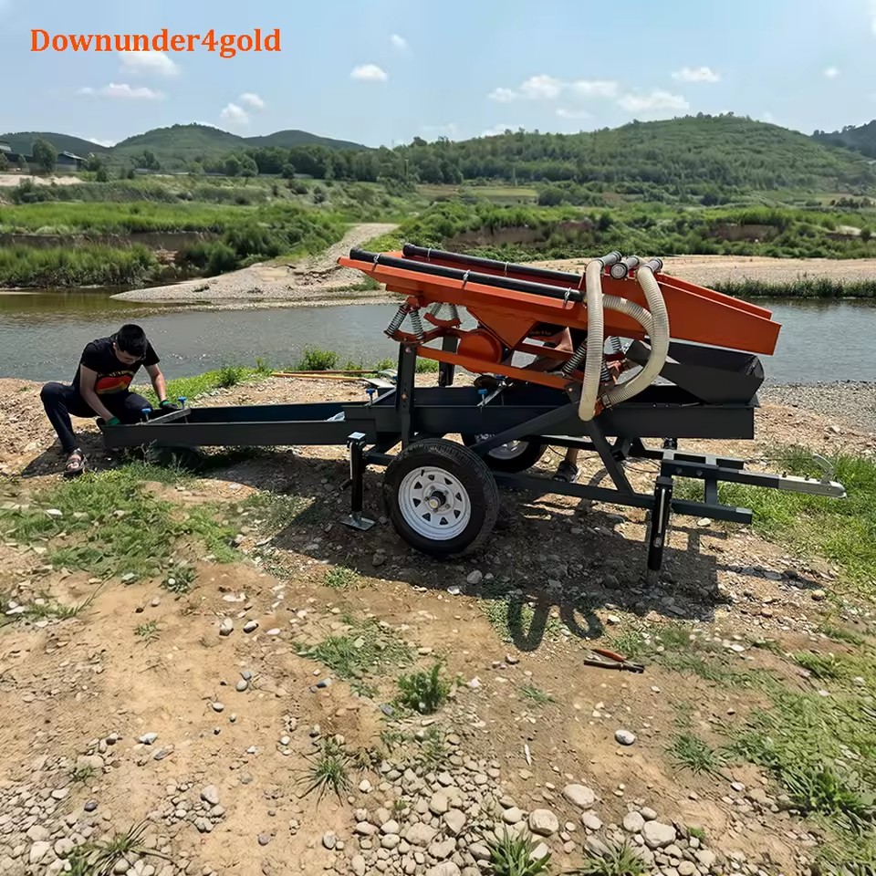 High Productivity Portable Gold Shaker Deck Screen Mini Sluice Box Gold Washing Plant with Movable for Alluvial Gold Panning