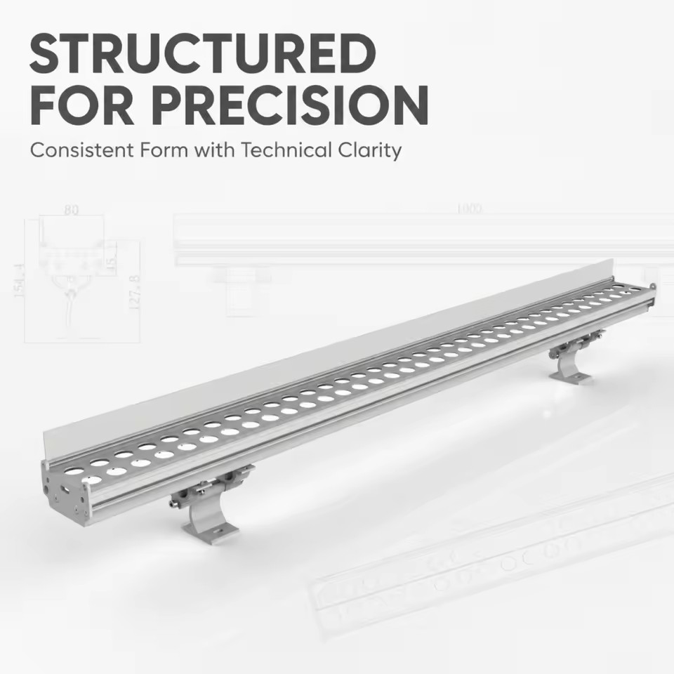 IP67 Aluminum LED Linear Strip Light Tube Wall Washer for Building 48 DMX 512 Water Resistant
