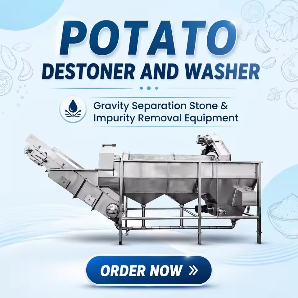 Continuous Automatic Potato Destoning & Washing Machine, Low Potato Breakage Rate for Large French Fry Processing Plant