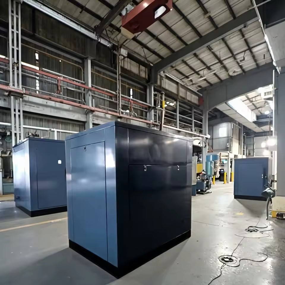 Rotary Screw Air Compressor 50HP 37KW, Complete Set with Tank Dryer for Clean Dry Air, Essential for Sandblasting Nail Guns