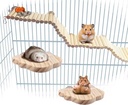 Premium Natural Wood Hamster Ladder Flexible Bridge With 2 Cloud Platforms Small Pet Cage Accessories Set for Mice