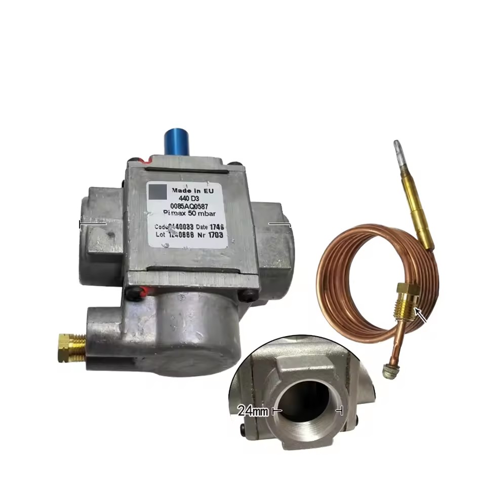 Gas Safety Valve Assembly For Low-Pressure Ovens, Metal Casting With Thermocouple