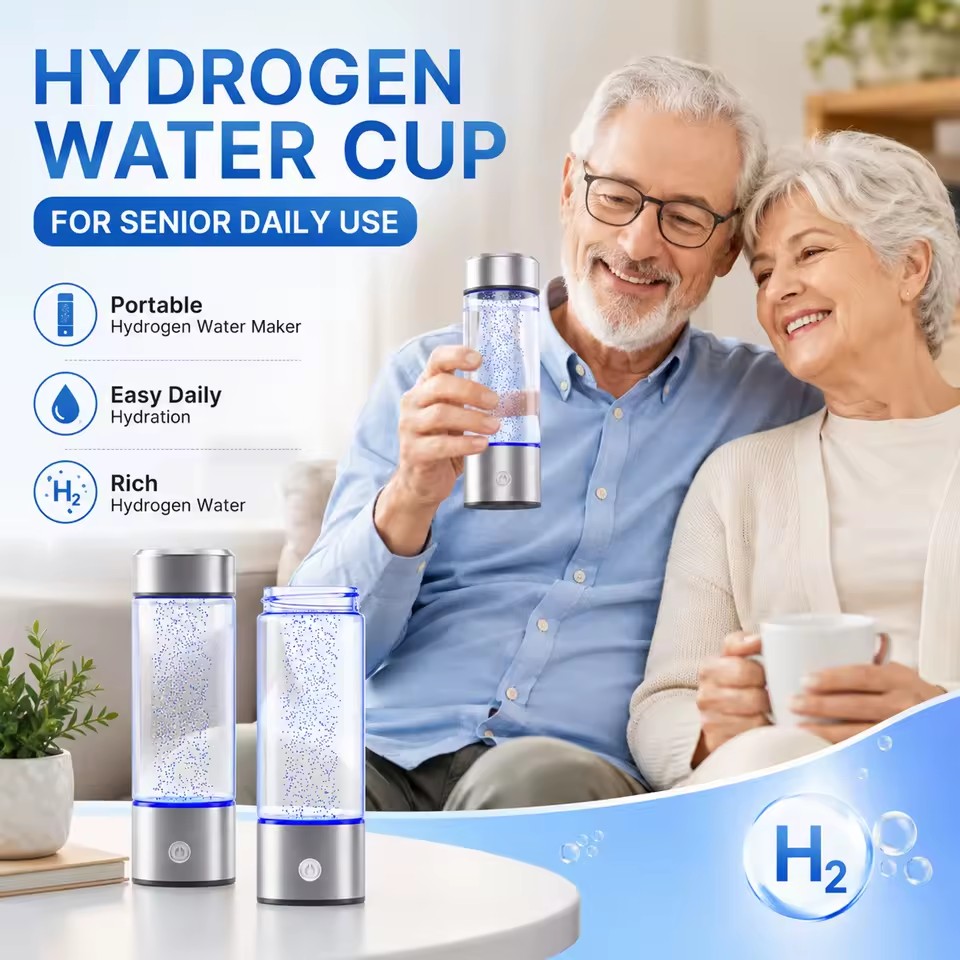 Platinum Coated SPE PEM Hydrogen Water Bottle 1200ppb Proton Exchange Membrane Water Electrolysis H2 Rich Generator