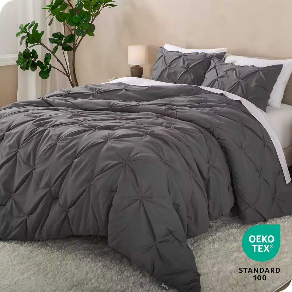 Customizable All Seasons Comforter Set Premium 1800 Series Pintuck Pinch Pleat Soft Breathable Comforter Set