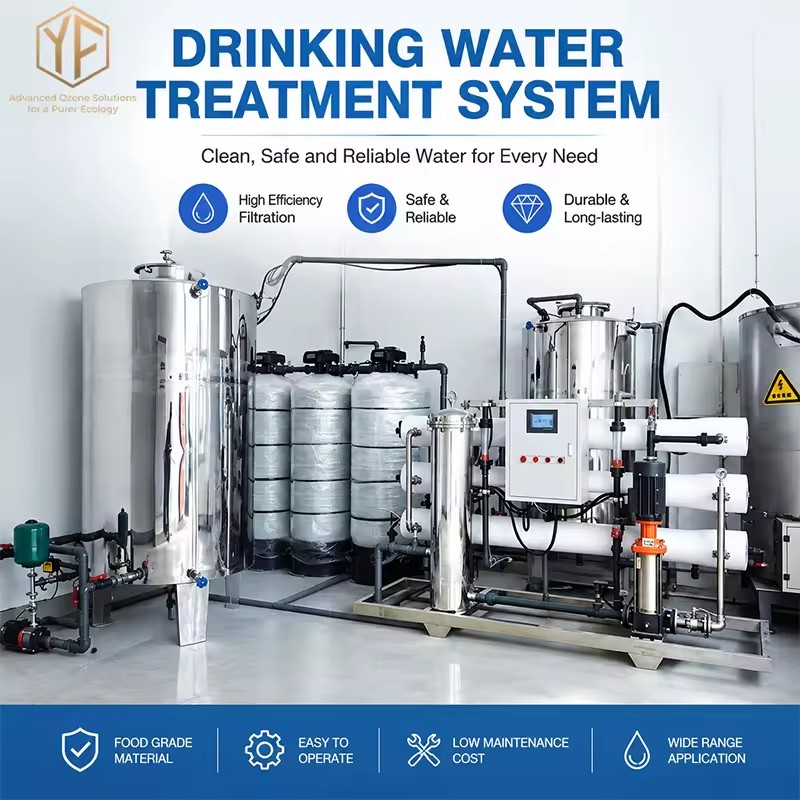 7m³/h Complete RO Water Treatment System With 200g/h Ozone Generator SUS316L PLC Automatic Industrial Water Purification Plant
