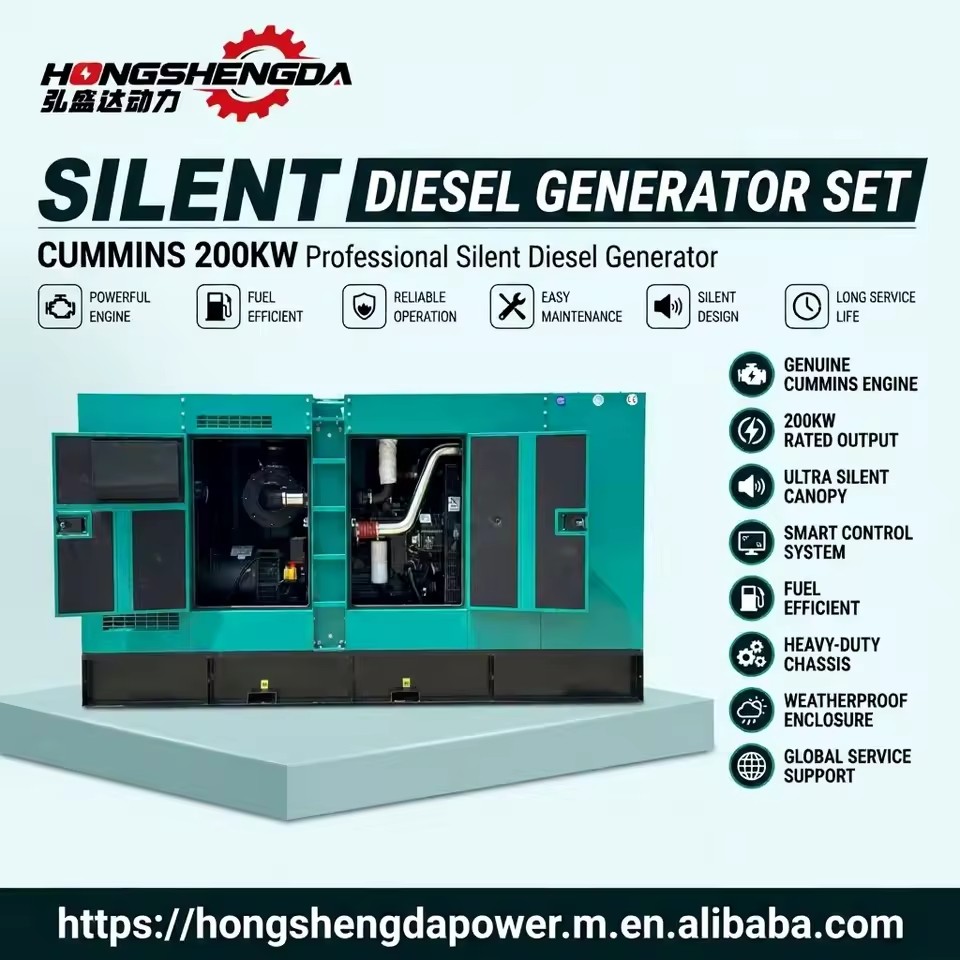 Silent 250kva 200kw Cumminss Diesel Generator Original Stamford Alternator 3 Phase Soundproof Industrial Backup Power Factory CE