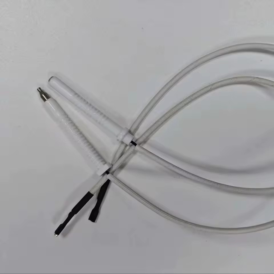 Plug-in Gas Stove Ignition Electrode with High Temp Wire, Alumina Ceramic Spark Needle for Pulse Igniter, Replacement Part