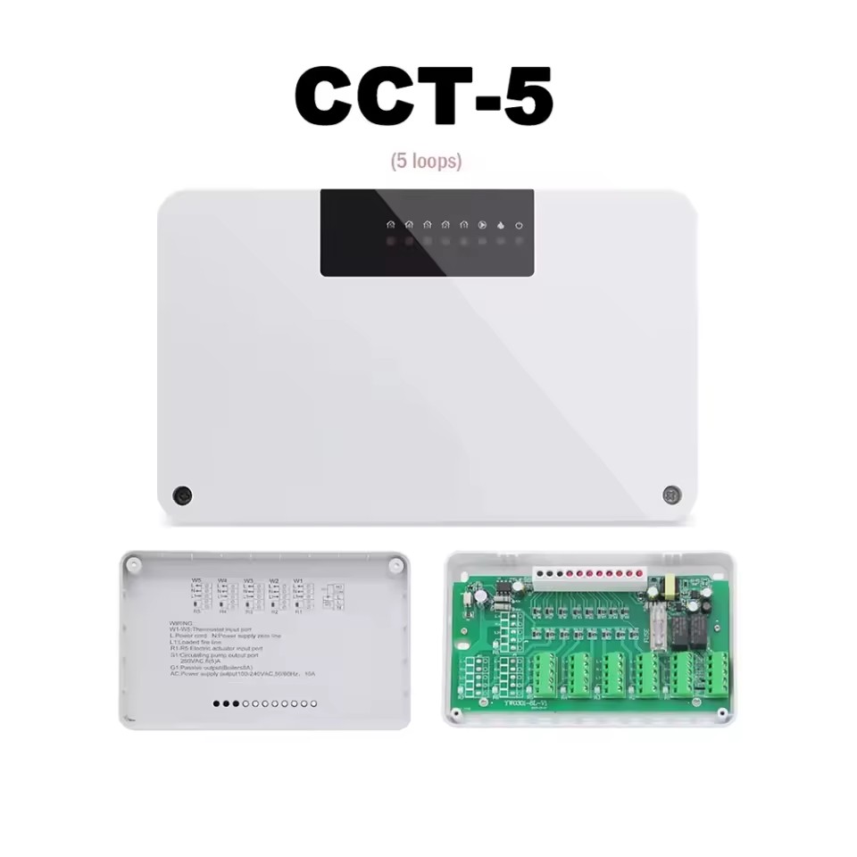 Hydronic Underfloor Heating 5 Channel Wiring Hub Centralized Zone Control Box with Actuator Output for Water System