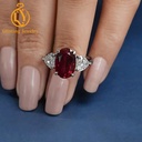 Ruby Ring Oval Lab Grown Ruby 14k 18k Gold Bridal Jewelry Engagement Ring for Anniversary Gift