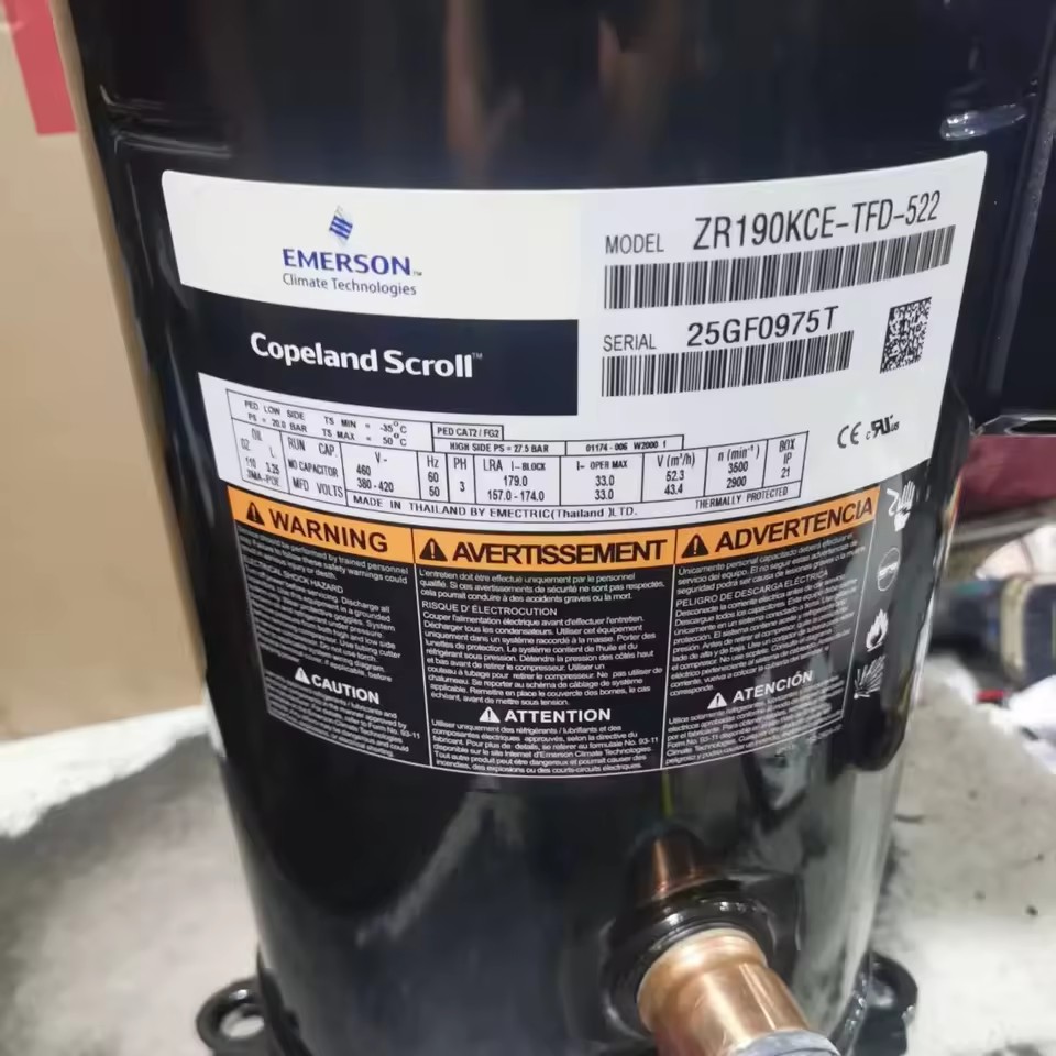 Original New ZR190KCE-TFD-522 Scroll Compressor 380-420V 3Ph 50/60Hz R22 for Commercial air Conditioning