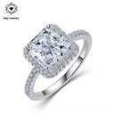 S925 Sterling Silver Ring with Crushed Ice Zircon Center Stone Halo Setting Pavé Band for Dazzling Timeless Elegance