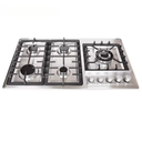 Stainless Steel Five Burner Gas Stove with Tempered Glass Surface LPG Compatible Central Island Design for Modern Kitchens