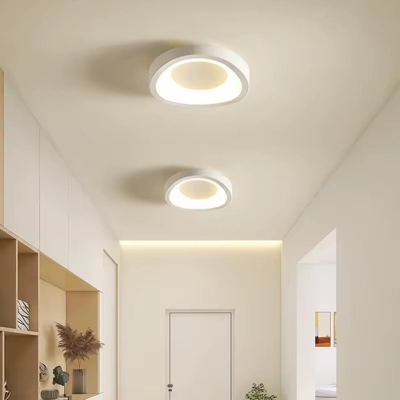 Modern Minimalist LED Flush Mount Ceiling Light with Acrylic Cover AC Powered White for Living Room Hallway Entryway Balcony