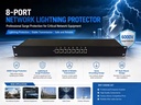 8 Port Rack Mount Ethernet Surge Protector Gigabit RJ45 PoE Network Lightning Protector 6KV 10KV