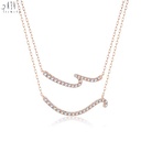 New Curve Series Minimalist Fine Jewelry 18K Solid Rose Gold Brilliant Cut Natural Diamond Clavicle Necklace Everyday Gift