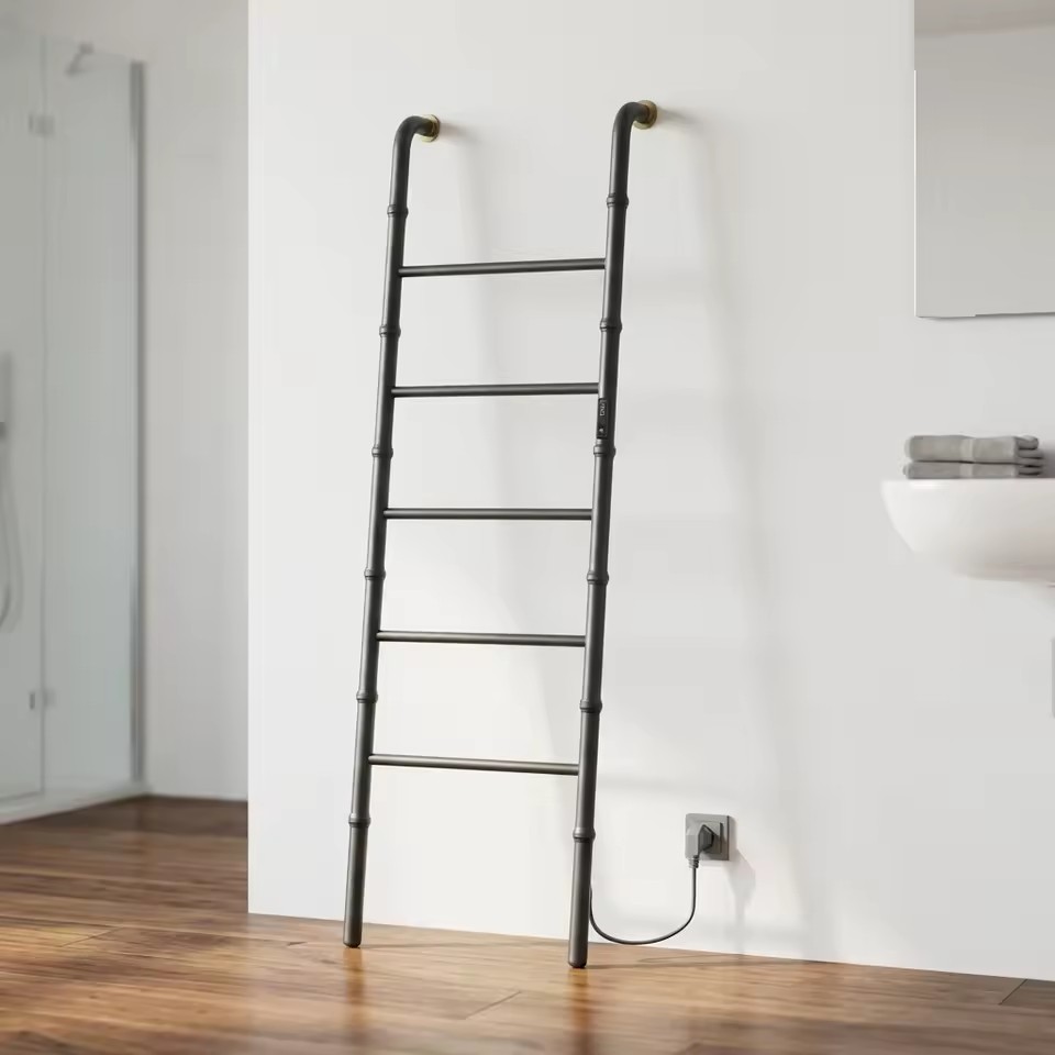 OEM/ODM Mild Steel Powder Coated Modern Wall-Mounted Hydronic Towel Warmer Rack Custom Size Central Heating Bathroom