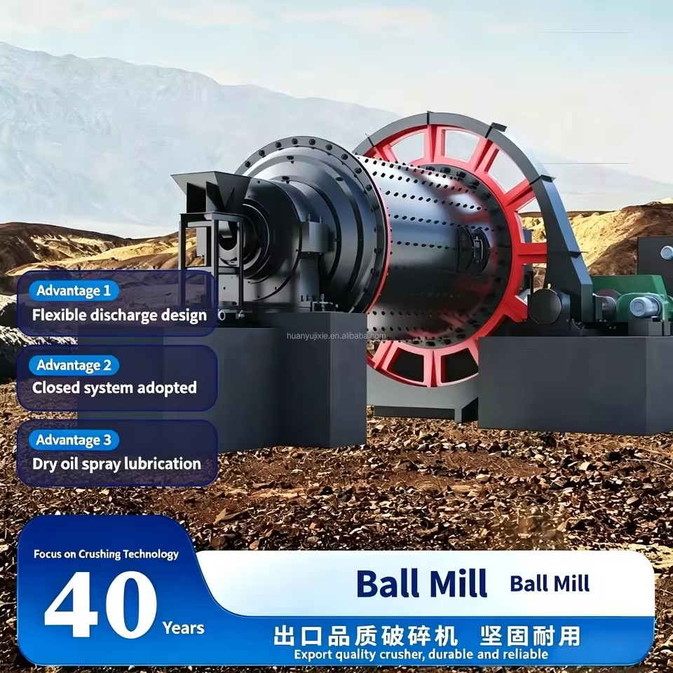 Compact Structure Horizontal Industrial Ball Mill High Efficiency Large Capacity Mining Ore Processing Ball Mill