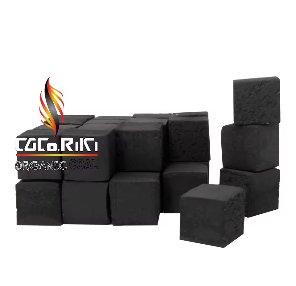 Premium Quality 100% Coconut Shell Machine-Made Charcoal Briquettes Cube Shape in Multiple Sizes White Ash-Ready for Export
