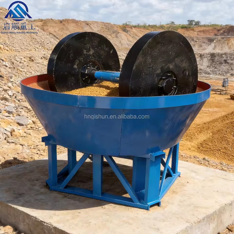 Factory Price Double Wheel Gold Mining Mineral Separator Gold Grinding Mill 1200A Wet Pan Mill Stone Grinding Machine