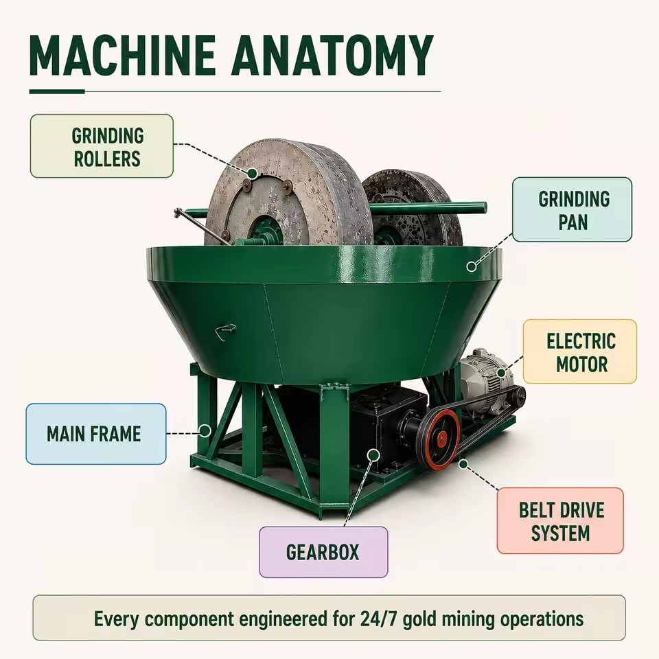 Factory Direct Wet Pan Mill Rock Ore Gold Grinding Energy Saving Mining Ore Processing Machine