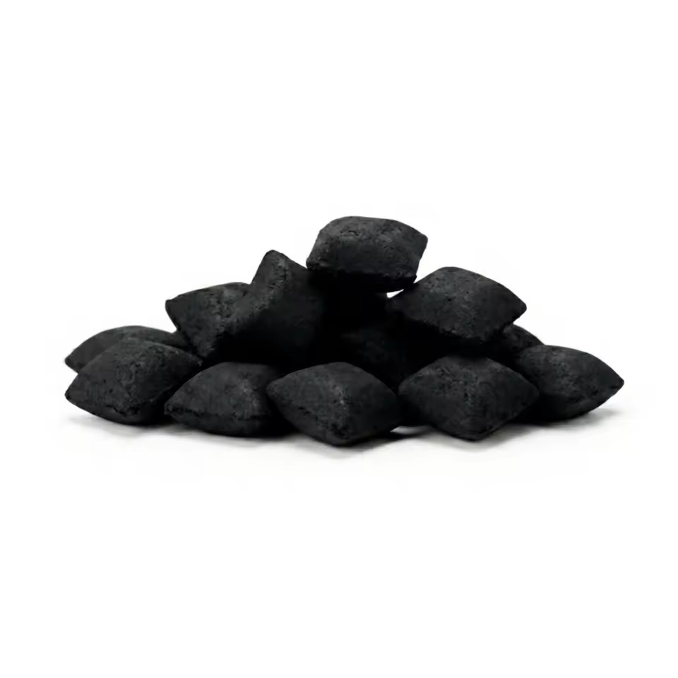 Premium Coconut Shell Charcoal Machine-Made Briquette Pillow Shape BBQ Grill High Heat Long Burning Low Ash 5500 Kcal/kg 10-25%