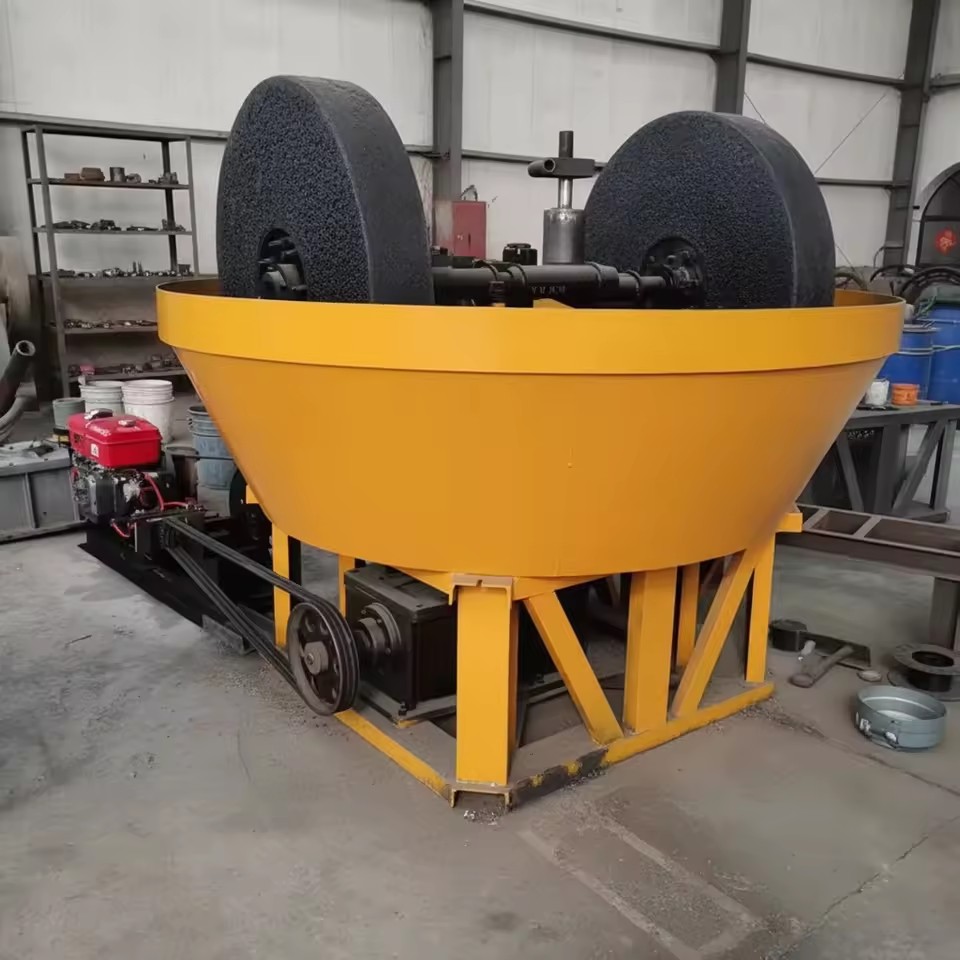 South America High Quality Wet Pan Mill AC Motor Gold Ore Grinding Machine with Engine for Silver Copper Processing