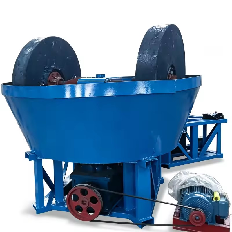 Wet Pan Mill Equipment 1100 Overload protection Design Double Roller Gold Ore Grinder Low Maintenance Cost for Small Mines