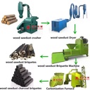 Complete Machine-Made Charcoal Production Line Biomass Wood Briquette Machine for 100% Green Nature Charcoal Manufacturing
