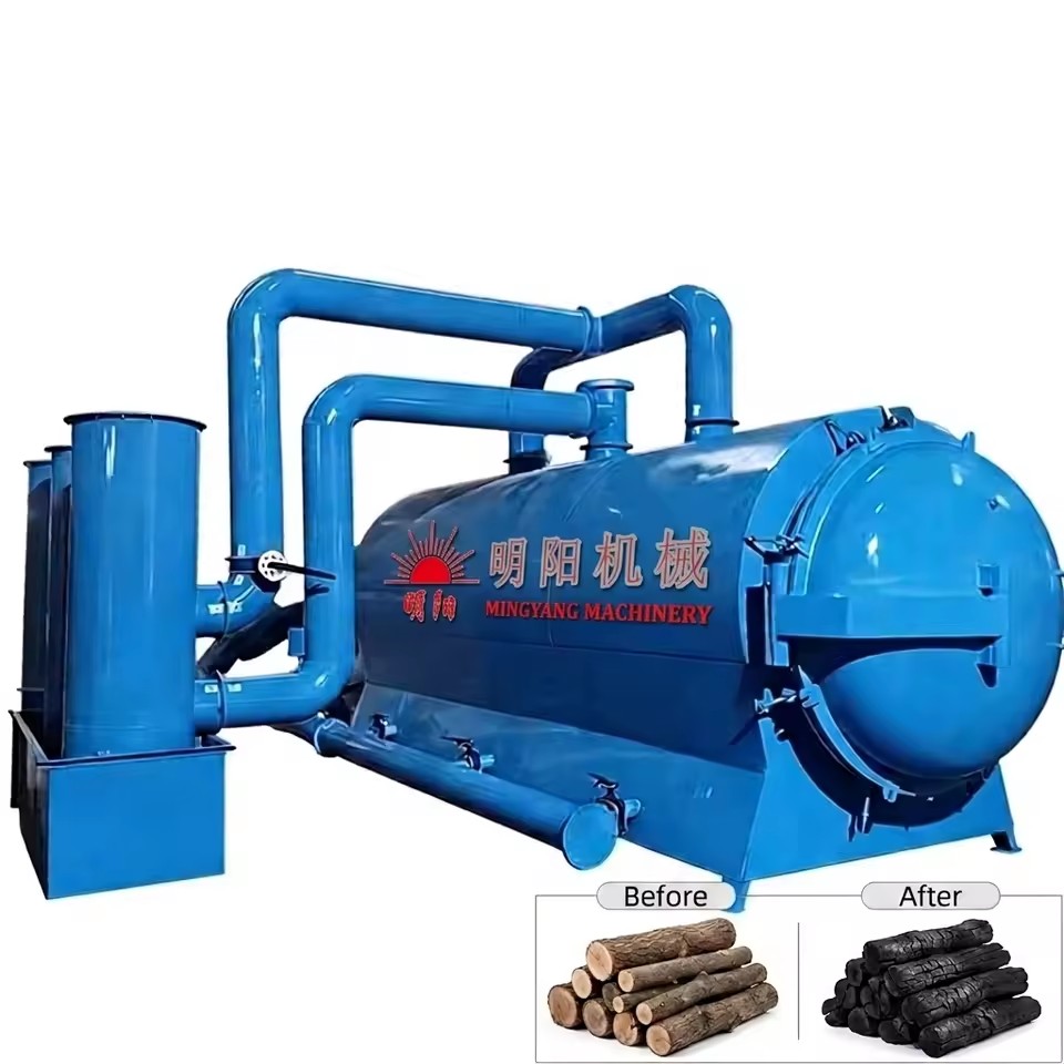 Africa PLC Automatic Carbonization Stove Charcoal Retort Kiln Coconut Shell Biochar Production for Manufacturing Plant