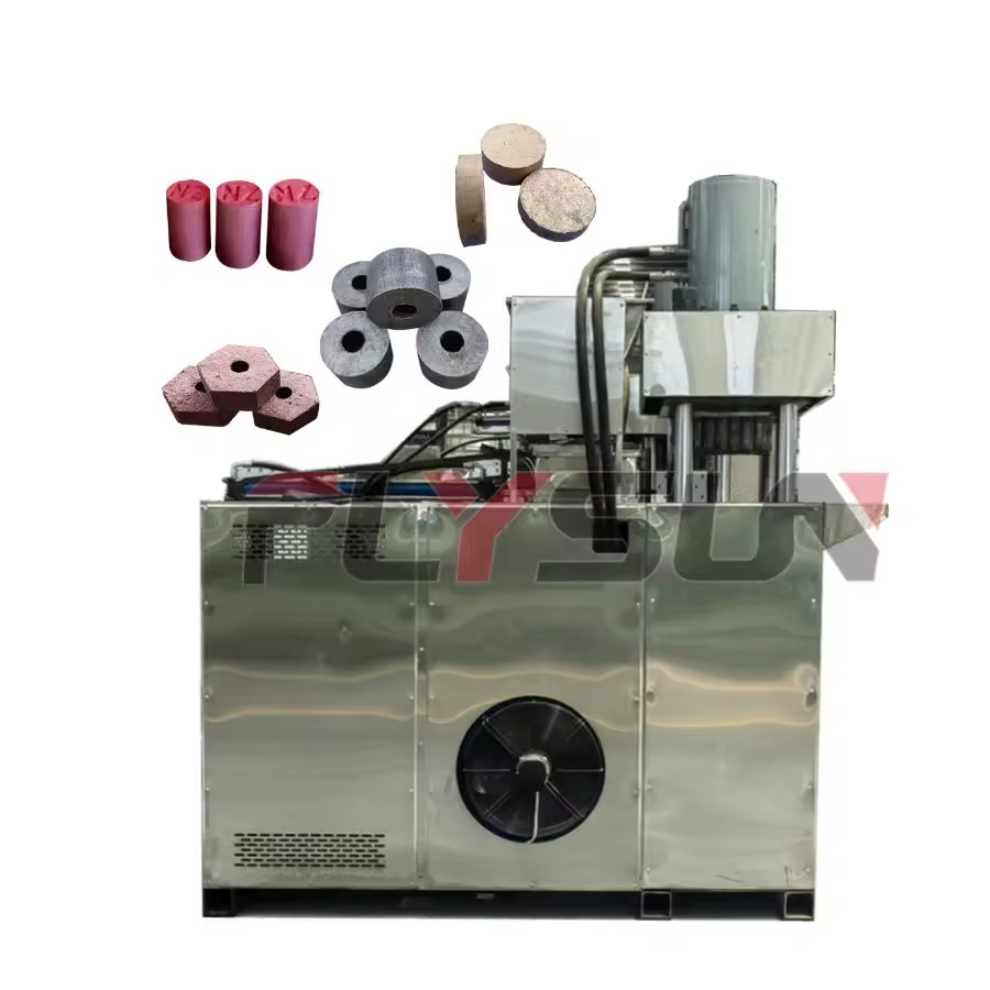 Factory Direct Sale High Capacity PLC-controlled 15kW Motor Engine Automatic Charcoal Powder Stainless Steel Hydraulic Briquette