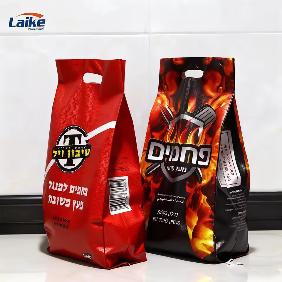 Custom Polypropylene Coal Bag Bopp pp Woven Plastic Charcoal Briquettes Packaging Bag 2kg 4kg 5kg 10kg Bbq Lump Charcoal Bags