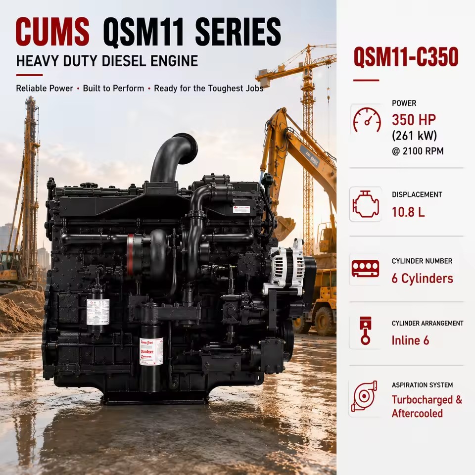 SCDC CUMS QSM11-C350 261kW Turbocharged 6 Cylinder Diesel Engine for Rotary Drilling Rig Port Reach Stacker Oilfield Equipment